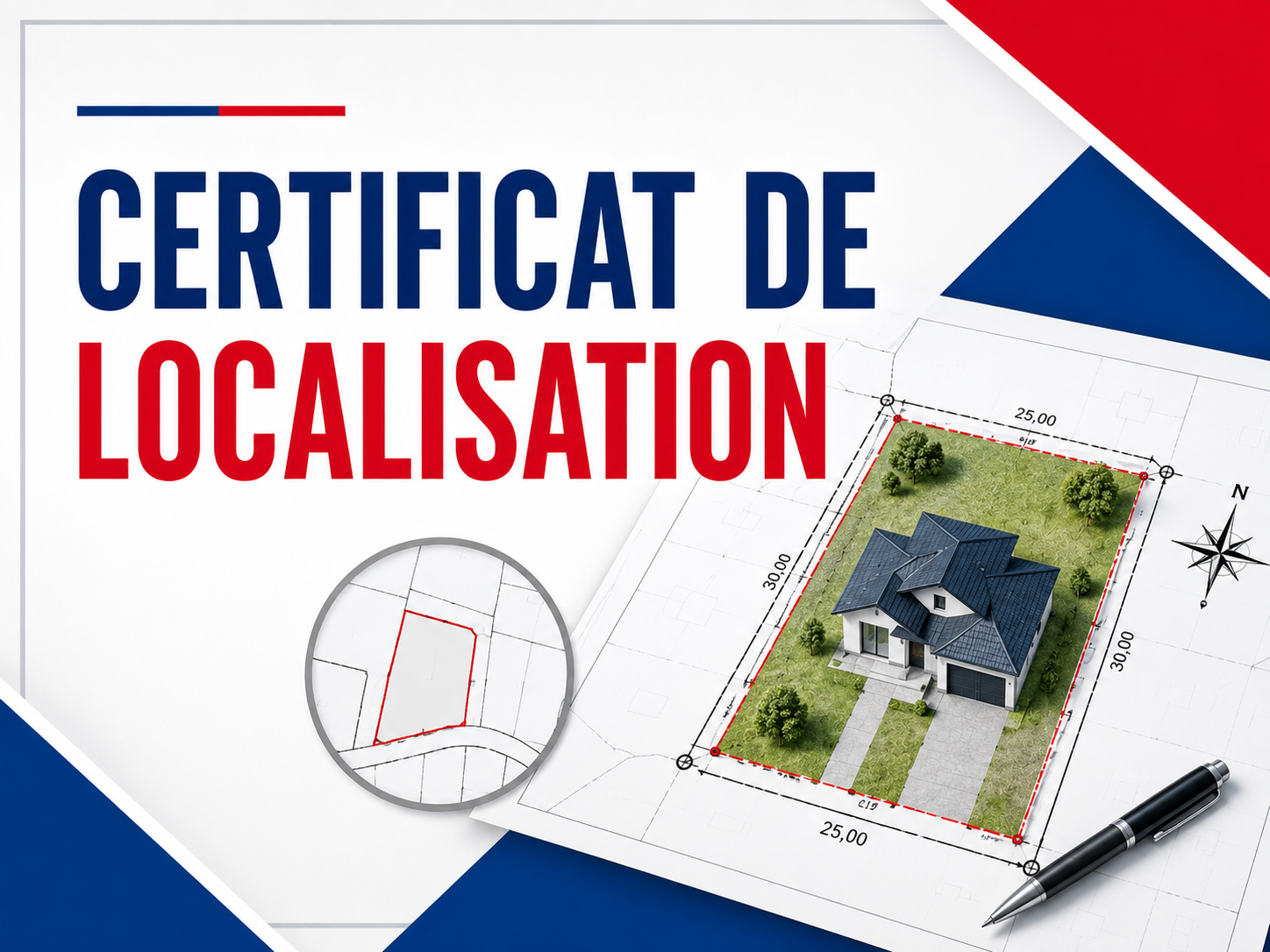 Illustration d'un certificat de localisation avec plan cadastral d'une propriété