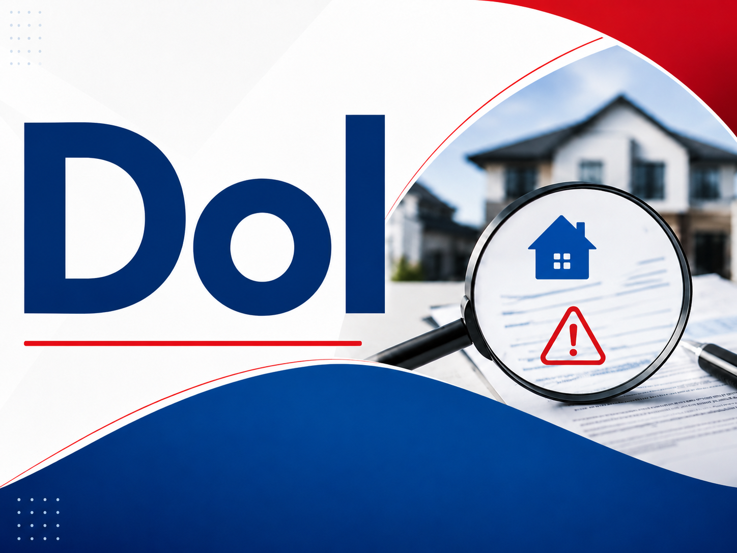 Illustration du dol en immobilier : examen de documents contractuels à la loupe révélant une dissimulation